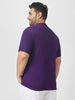 Plus Men's Purple Solid Mandarin Collar Regular Fit Cotton T-Shirt