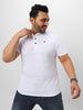 Plus Men's White Solid Mandarin Collar Regular Fit Cotton T-Shirt