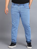 Plus Men's Sky Blue Regular Fit Washed Jeans Stretchable