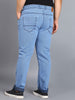 Plus Men's Sky Blue Regular Fit Washed Jeans Stretchable