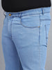 Plus Men's Sky Blue Regular Fit Washed Jeans Stretchable