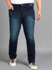 Plus Men's Blue Regular Fit Washed Jeans Stretchable