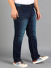 Plus Men's Blue Regular Fit Washed Jeans Stretchable