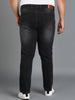 Plus Men's Dark Grey Regular Fit Washed Jeans Stretchable