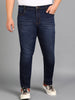 Plus Men's Blue Slim Fit Washed Jeans Stretchable