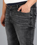 Plus Men's Grey Slim Fit Washed Jeans Stretchable