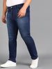 Plus Men's Blue Slim Fit Mild Distressed/Torn Jeans Stretchable