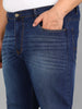 Plus Men's Blue Slim Fit Mild Distressed/Torn Jeans Stretchable