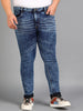 Plus Men's Light Blue Skinny Fit Washed Jeans Stretchable