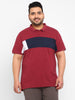 Plus Men's Maroon, Yellow, White Colour-Block Regular Fit Half Sleeve Cotton Polo T-Shirt