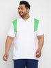 Plus Men's White, Beige, Mint Green Colour-Block Regular Fit Half Sleeve Cotton Polo T-Shirt