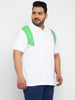 Plus Men's White, Beige, Mint Green Colour-Block Regular Fit Half Sleeve Cotton Polo T-Shirt