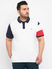 Plus Men's White, Navy Blue, Red Colour-Block Regular Fit Half Sleeve Cotton Polo T-Shirt