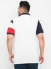 Plus Men's White, Navy Blue, Red Colour-Block Regular Fit Half Sleeve Cotton Polo T-Shirt