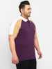 Plus Men's Purple, White, Khaki Colour-Block Regular Fit Half Sleeve Cotton Polo T-Shirt