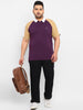 Plus Men's Purple, White, Khaki Colour-Block Regular Fit Half Sleeve Cotton Polo T-Shirt