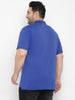 Plus Men's Royal Blue Colour-Block Regular Fit Half Sleeve Cotton Polo T-Shirt