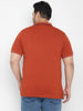 Plus Men's Orange Colour-Block Regular Fit Half Sleeve Cotton Polo T-Shirt