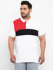 Plus Men's White, Black, Red Colour-Block Regular Fit Half Sleeve Cotton Polo T-Shirt