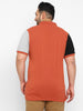 Plus Men's Orange, Black, Grey Melenge Colour-Block Regular Fit Half Sleeve Cotton Polo T-Shirt