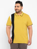 Plus Men's Yellow, White, Black Colour-Block Regular Fit Half Sleeve Cotton Polo T-Shirt