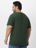 Plus Men's Dark Green Solid Regular Fit Round Neck Cotton T-Shirt