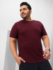 Plus Men's Maroon Solid Regular Fit Round Neck Cotton T-Shirt