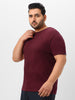 Plus Men's Maroon Solid Regular Fit Round Neck Cotton T-Shirt