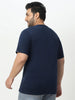 Plus Men's Navy Blue Solid Regular Fit Round Neck Cotton T-Shirt