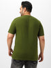 Plus Men's Olive Green Solid Regular Fit Round Neck Cotton T-Shirt