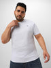 Plus Men's White Melange Solid Regular Fit Round Neck Cotton T-Shirt