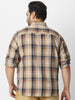 Plus Men's Beige Cotton Full Sleeve Regular Fit Casual Checkered Shirt