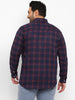 Plus Men's Navy Blue Cotton Full Sleeve Regular Fit Casual Checkered Shirt