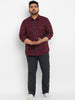 Plus Men's Red Cotton Full Sleeve Regular Fit Casual Checkered Shirt