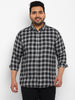 Plus Men's Black Cotton Full Sleeve Regular Fit Casual Checkered Shirt