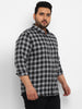 Plus Men's Black Cotton Full Sleeve Regular Fit Casual Checkered Shirt