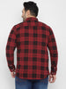 Plus Men's Red Cotton Full Sleeve Regular Fit Casual Checkered Shirt