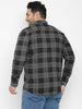 Plus Men's Grey Cotton Full Sleeve Regular Fit Casual Checkered Shirt