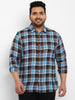 Plus Men's Blue Cotton Full Sleeve Regular Fit Casual Checkered Shirt