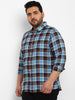 Plus Men's Blue Cotton Full Sleeve Regular Fit Casual Checkered Shirt