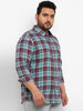 Plus Men's Maroon Cotton Full Sleeve Regular Fit Casual Checkered Shirt
