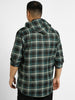 Plus Men's Green Cotton Full Sleeve Regular Fit Casual Checkered Shirt with Hooded Neck