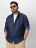 Plus Men's Dark Blue Full Sleeve Regular Fit Casual Denim Shirt