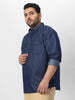 Plus Men's Dark Blue Full Sleeve Regular Fit Casual Denim Shirt