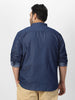 Plus Men's Dark Blue Full Sleeve Regular Fit Casual Denim Shirt