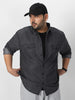 Plus Men's Dark Grey Full Sleeve Regular Fit Casual Denim Shirt