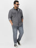 Plus Men's Ice Grey Full Sleeve Regular Fit Casual Denim Shirt