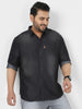 Plus Men's Dark Grey Full Sleeve Regular Fit Casual Denim Shirt