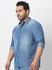 Plus Men's Light Blue Full Sleeve Regular Fit Casual Denim Shirt