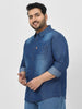 Plus Men's Blue Full Sleeve Regular Fit Casual Denim Shirt